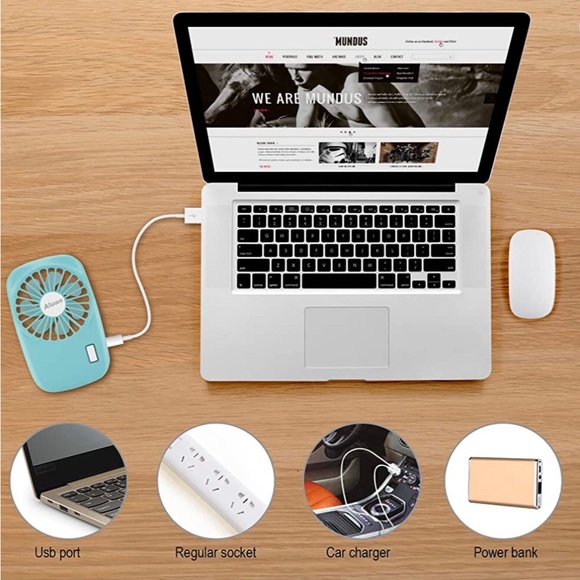 NWT USB rechargeable wearable powerful portable fan - blue - Picture 7 of 7